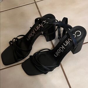 Calvin Klein Black Strappy Block Heels